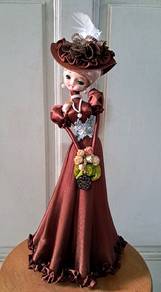 Vintage Japanese Sukiyo Pose Doll in Purple Dress 