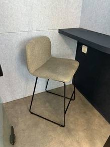 Grey Fabric Bar Stool with Black Metal Frame