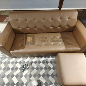 Sofa 3 seater + Stool PVC ✅ JAHITAN yang cantik