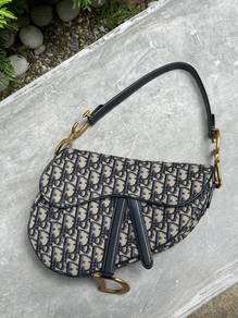 Christian Dior Medium Saddle Blue Dior Oblique