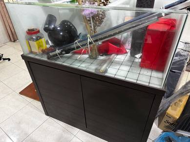 arowana aquarium and custom cabinet set
