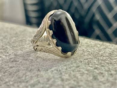 Cincin silver Baiduri Hitam / Black Sapphire