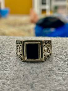 Cincin Silver Batu Onyx petak