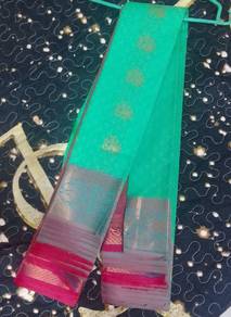 Unworn Kanchipuram Saree – Green & Pink with Gold 