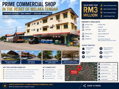 3 Storey Freehold Shop Tengkera Melaka 9000 sqft