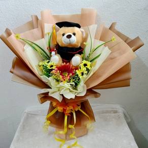 Artificial Flower & Convo Bear Hand Bouquet 