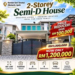 Botani, Ipoh | 2 Storey Semi-D House | 40x90 Freehold | Gated Guarded