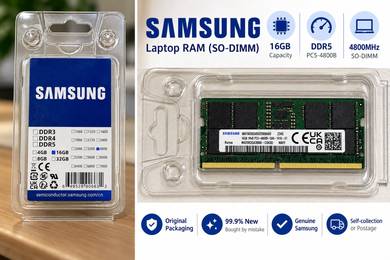 Samsung 16GB DDR5 Laptop RAM – 99.9% New
