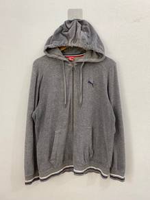 Vintage Puma Japan Velour Zip Up Hoodie Y2K Grey