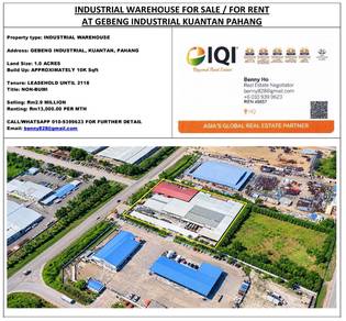 Industrial Warehouse For Sale at Gebeng Industrial Area Kuantan Pahang