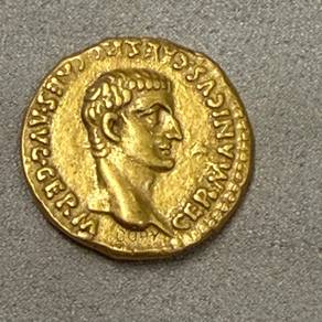 Golden aureus of Caligula and Germanicus