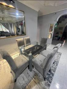 Meja kaca 6 kerusi