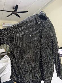 shiens plussize black sequin top