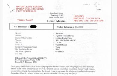 Tanah Kepala Sawit Dijual SEGERA