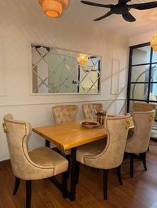 Dining Table with 6 Tufted Chairs