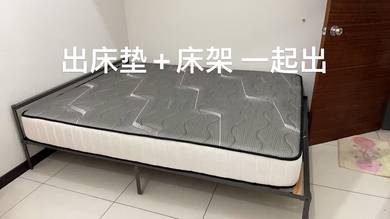 Queen size iron bed frame and mattress