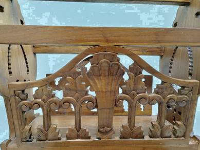 Vintage Solid Wood Carved Magazine Rack