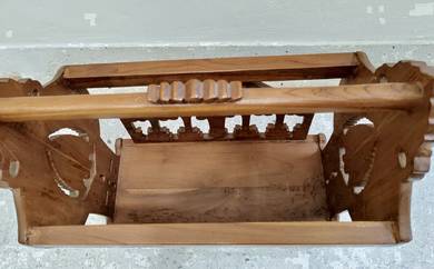 Vintage Solid Wood Carved Magazine Rack