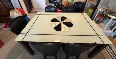 6-seater glass-wooden dining table 