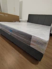 Queen size bed frame and mattress for sale. 
