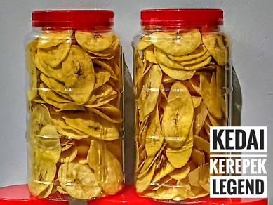kerepek pisang tanduk dan rempeyek bilis kacang