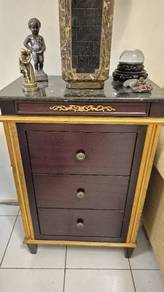 Vintage 3-Drawer Cabinet with Black Stone Top