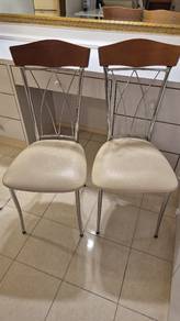Elegant Chrome & Wood Design Dining Chairs