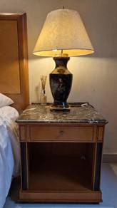 Solid Wood Marble Side Table + Imported Thai Lamps