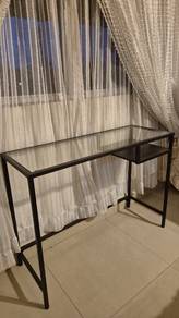 Modern Glass-Top Console Table with Storage Shelf