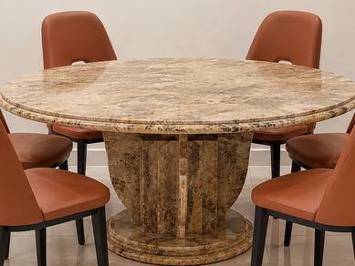 Vintage Solid Marble Dining Table with 6 chairs