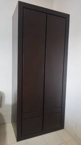 Solid dark wooden 2 door wardrobe