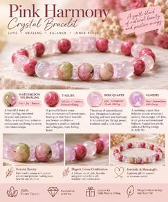 Pink Harmony | Handmade Natural Crystal Bracelet |