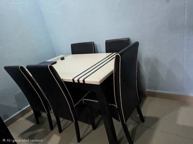 Pure marble table with 5 chairs