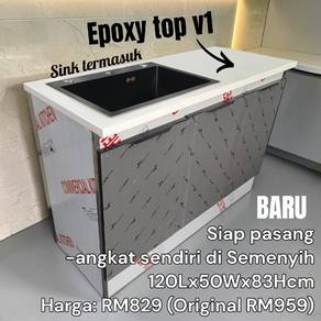 Epoxy Top Kitchen Cabinet Sink Set 120cm