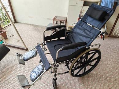 Reclining Commode Wheelchair with Head & Foot Rest