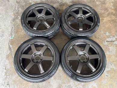 Sport rim second 18 TE37 WTR FF siap tayar civic