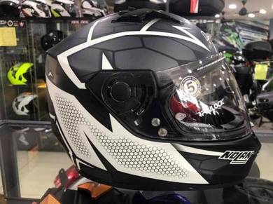 Nolan N64 Fullface ~ Hexagon Flat Black White