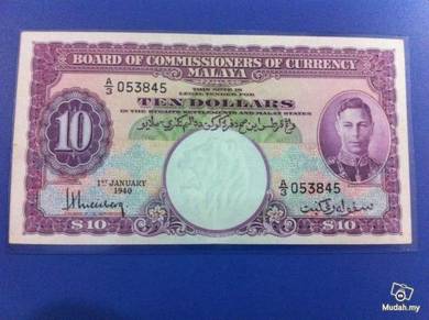 1940 King George VI 10 Dollars 053845