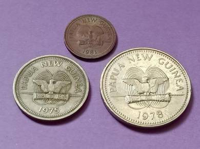 Set of 3 Papua New Guinea coins