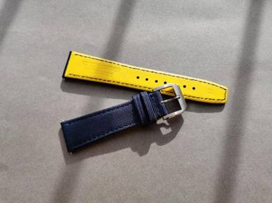 Blue Klevar & Yellow Calf Leather Watch Strap