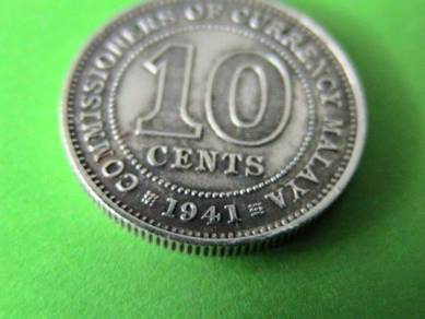 Commissioners of Currency Malaya 10 Cents 1941