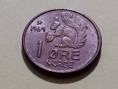 Norway 1 Ore 1969 squirrel bronze coin