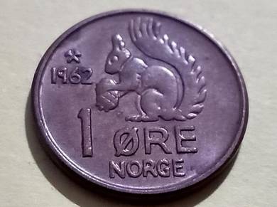 Norway 1 Ore 1962 squirrel bronze coin