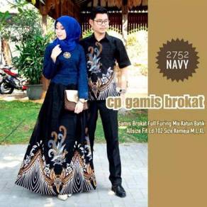 Couple batik long sleeve dress top blue red grey