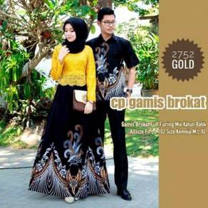 Couple batik long sleeve dress top blue red grey