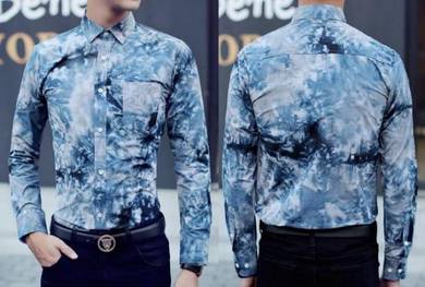 F2486 Kemeja Floral Formal Dress Long Sleeve Shirt