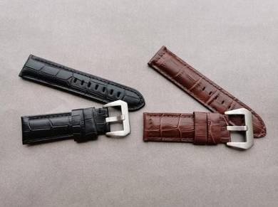Paneraipam 24mm Black & Brown Leather Watch Strap