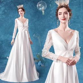 White long sleeve wedding bridal dress gown RB1987