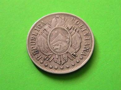 1881 Bolivia 20 Centavos silver coin [Kod : A2548]