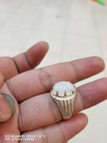 Cincin perak batu moonstone